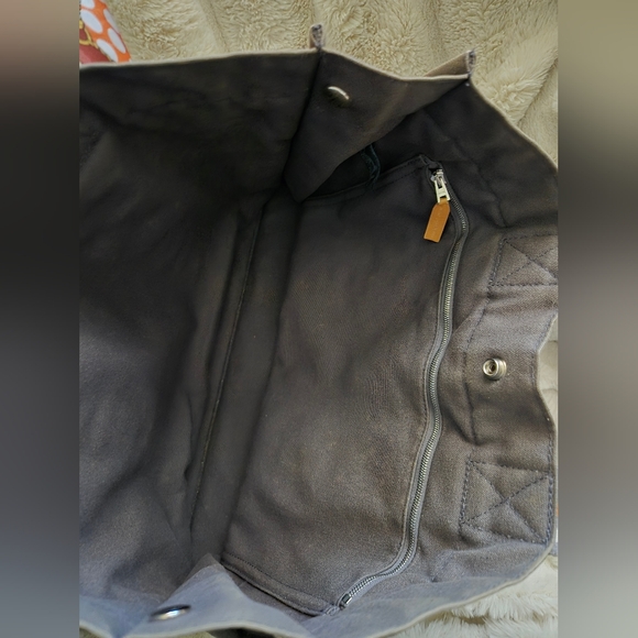 HERMÈS FOURRE TOUT MM HANDBAG/TOTE GREY/ORANGE/CREAM CANVAS W/PALLADIUM HRDWR - Picture 12 of 16